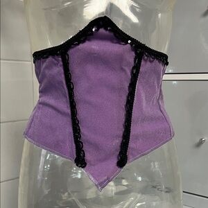 Purple Velveteen Ballet Costume Corset Basque Belt S or M New